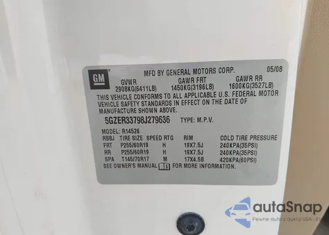 2008 Saturn Outlook Xr из США, поврежденный, VIN 5GZER33798J279636